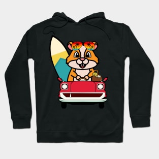 Cute hamster driving to the beach Hoodie